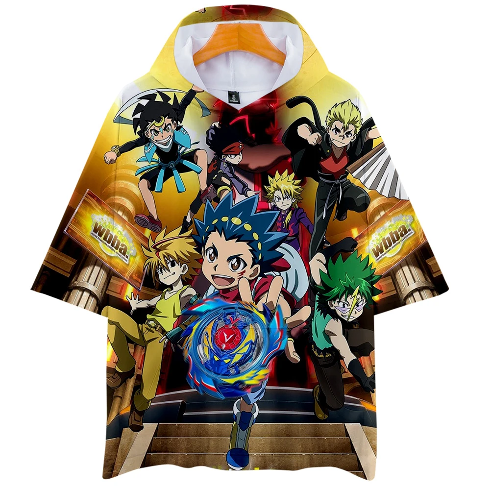 Beyblade Burst Evolution 3D peinting одежда летние повседневные крутые футболки Женская/мужская одежда Новинка с капюшоном и короткими рукавами thirts