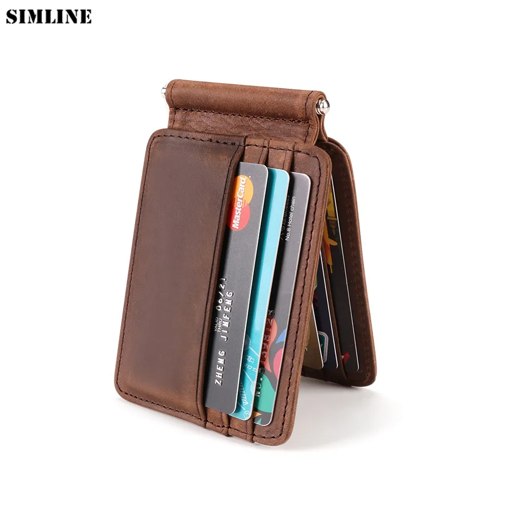 SIMLINE Ретро стиль ручная работа натуральная кожа мужской кошелек короткие Воловья