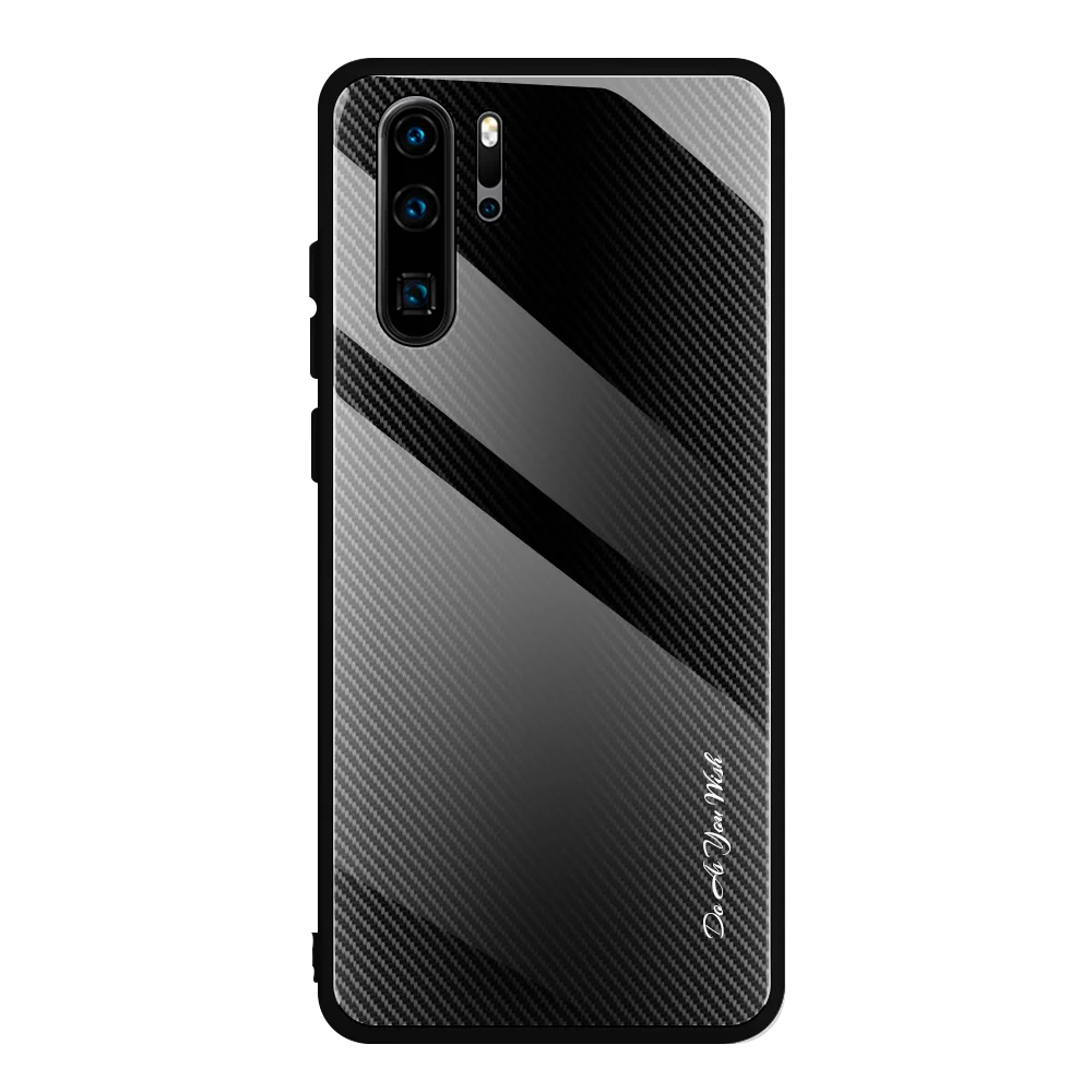 black Градиентная текстура чехол из закаленного стекла для телефона для huawei P30 pro p30 lite роскошный стеклянный чехол для huawei p20 pro P20 lite чехол s - Цвет: black