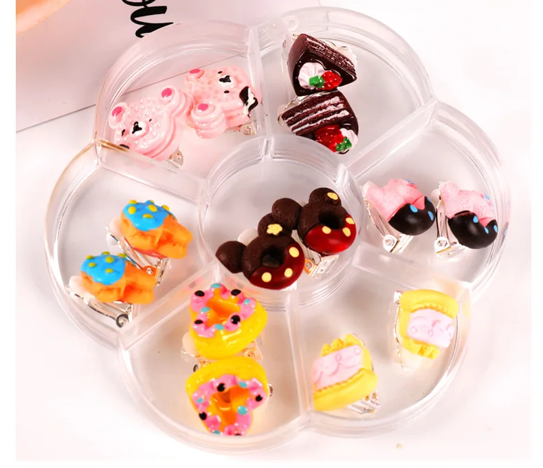 Ice cream style 7 шт./кор. disney с принцессой Анной и Эльзой детская серьги клипсы без отверстия для девочки с героями мультфильмов, с кисточками клипсы Подарочная коробка для отдыха - Цвет: Ice cream style