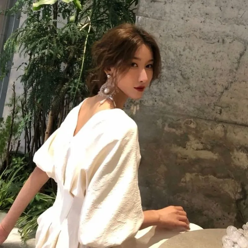 Женское винтажное Элегантное Длинное Платье с круглым вырезом и рукавами