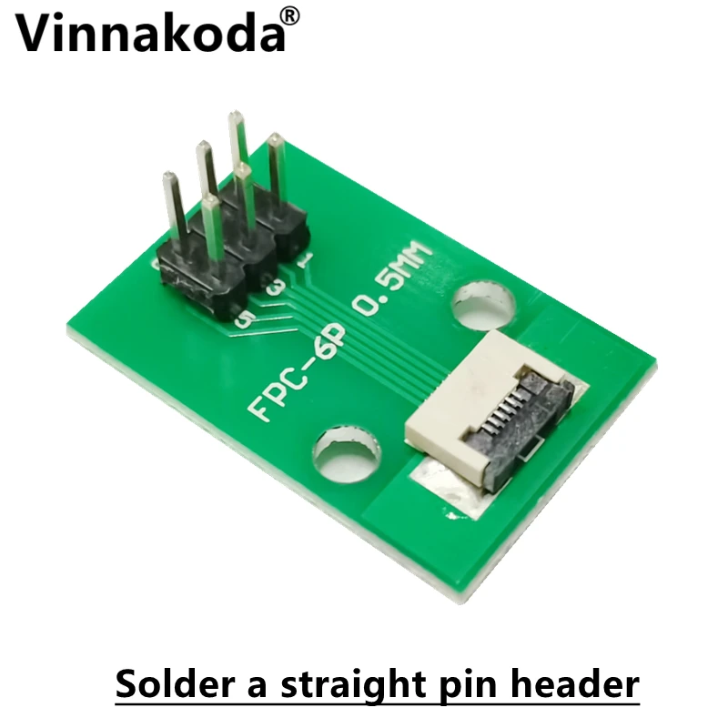 FFC FPC Adapter Board 2PCS FFC/FPC adapter board 0.5MM-6P to 2.54MM welded 0.5MM-6P flip-top connector Welded straight and bent pin headers