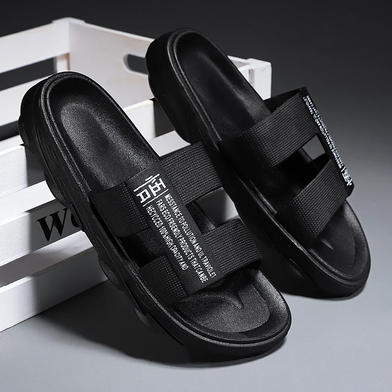 

Men Black Pvc Slippers Boys Outdoor Summer Soft Flip Flops Male Slide Couple Shoes Casual Chaussures Simple Flip Flop Indoor