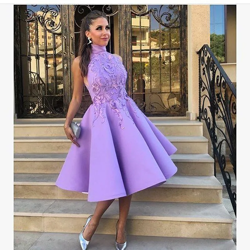 purple high neck dress