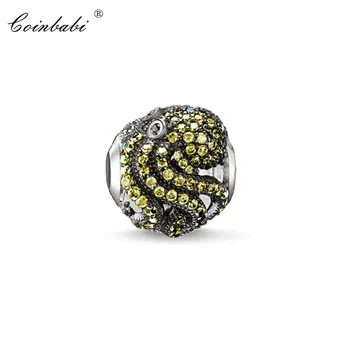 

Bead Green Octopus, Thomas Style 925 Sterling Silver TS Large Hole Jewelry For Women Men Fit Karma Bracelet Necklace Key Chain