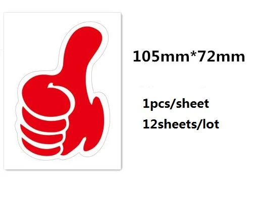 12Sheet-Red-105x72mm 4 размера Thumbs OK наклейка Водонепроницаемая самоклейка на окна детские наклейки "Дайте как" наклейки s учительские наклейки-награды 12 листов/упаковка - Цвет: 12Sheet-Red-105x72mm