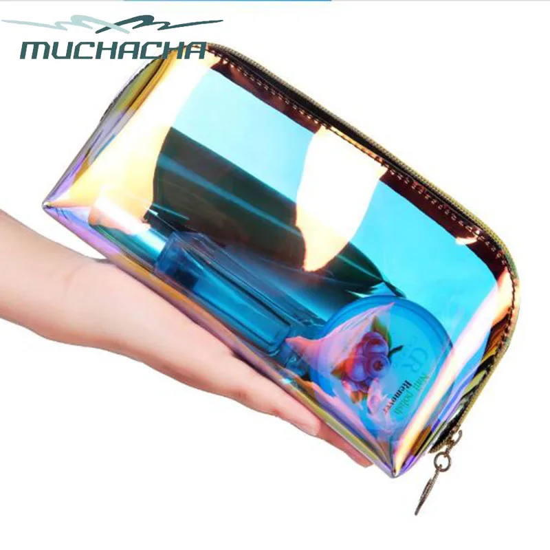 

Fashion Laser Dream Colorful Holographic Beauty Organizer Pouch Clear Iridescent Clutch Makeup TPU Cosmetic Bag