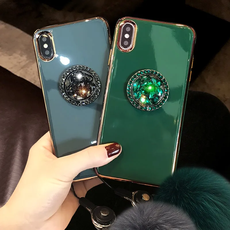 Чехол для Телефона iPhone 7 8 Plus X XR XS Max силиконовый гальванический натуральный Лисий