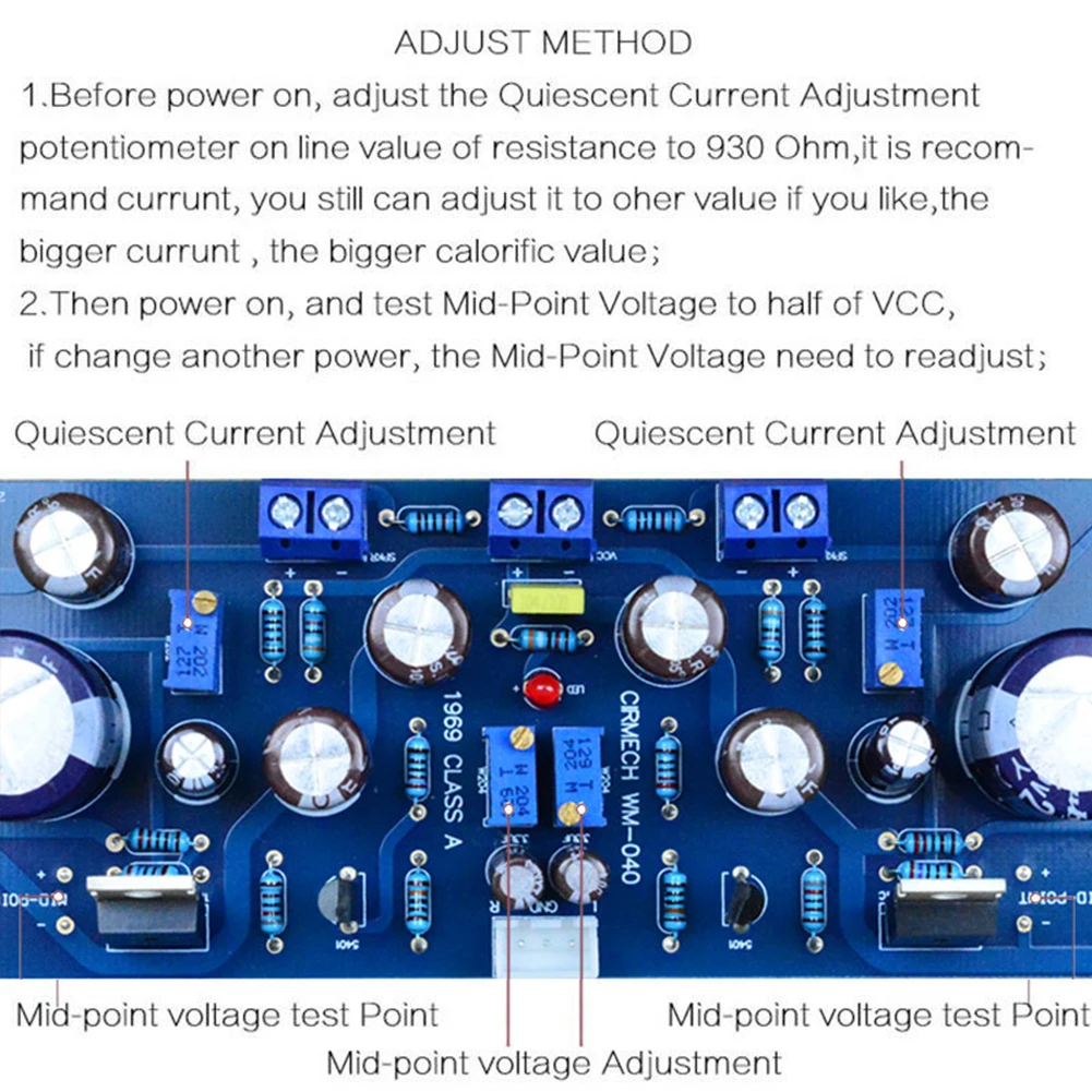 1969 Class A Stable PCB Full Range Audio Stereo 2.0 Channel DIY Amplifier Board Kit Electronic Home Module Power High Fidelity