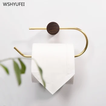 

Simple bathroom paper towel holder roll holder brass toilet paper holder solid wood paper holder creative free punching rack