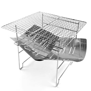 

Portable Folding BBQ Barbecue Grill Outdoor Wood Burning Stove Stainless Steel Camping Stove Firepit Picnic Camping Equipment