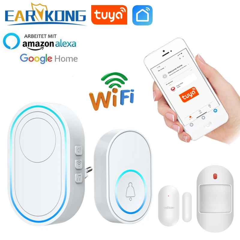 Система сигнализации дверного звонка с Wi Fi стробоскоп приложение Tuyasmart 58