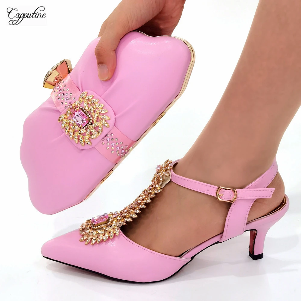 Pink clutch bag and matching shoes Clearance