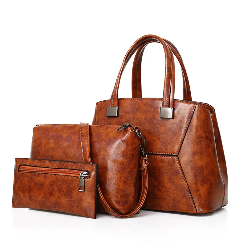

2019 new JIULIN high-quality European and American fashion stitching shoulder slung portable three-piece mother bag women bag