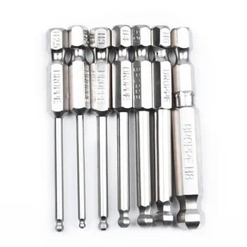 

7pcs S2 Steel 65mm Hex Shank Magnetic Ball Head Screwdriver Bit 2/2.5/3/4/5/6mm Practical And Durable