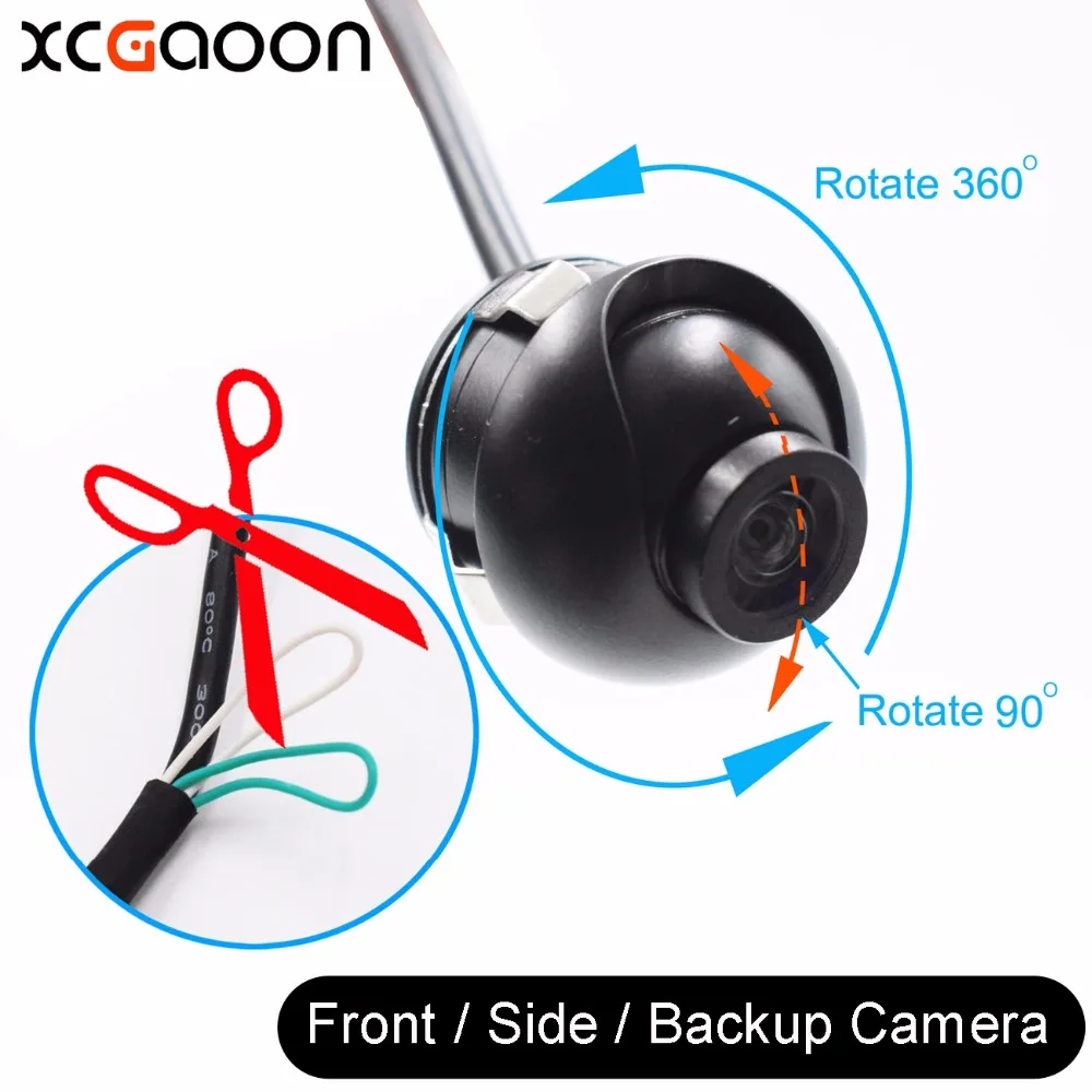 

XCGaoon T6 Mini CCD 140 градусов широкий угол настоящий водонепроницаемый автомобильный передний/боковой/задний вид камера заднего вида 360 Поворот