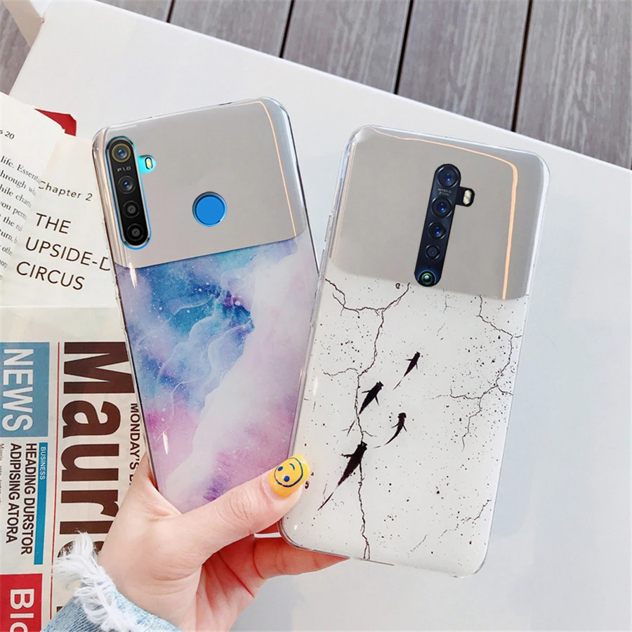 Мраморный зеркальный чехол Koi для OPPO Reno 2 2Z с прозрачной рамкой Чехлы Realme 5 Чехол Pro