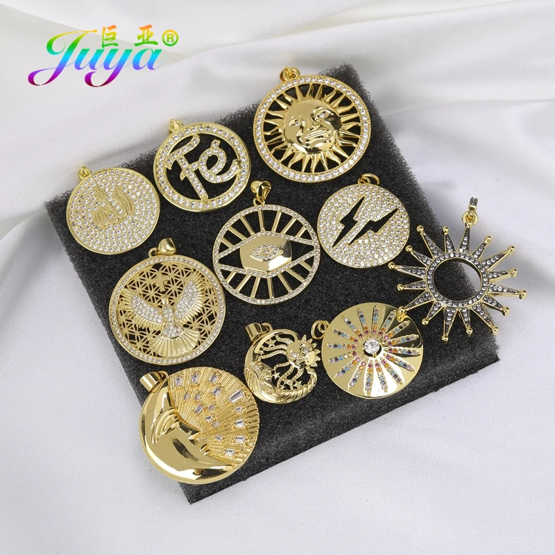 Juya 수제 포장 Cz 럭셔리 장식 악마 아이 크로스 문 스타 참, DIY 여성..