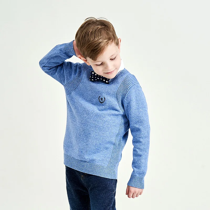 

Boys' Sweater Autumn And Winter Children Boy Big Boy Pure Cotton Crew Neck Pullover Knitting Shirt Tops Cotton Thread Base Sweat