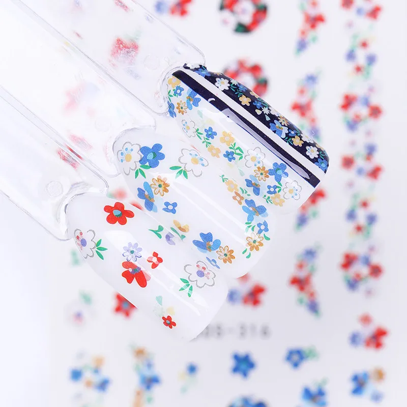 flower sticker Самоклеющиеся наклейки для ногтей животные в полоску цветочные переводные наклейки для дизайна ногтей маникюрный декор для салона дома DIY - Цвет: flower sticker