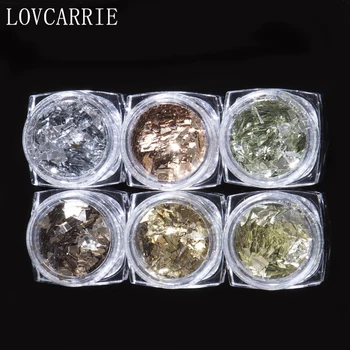 

6 PCS/Set Holographic Nail Glitter Powder Flakes Gold Silver Mixed Mirror Sequins Paillette Nail Art Decorations for Nail Design