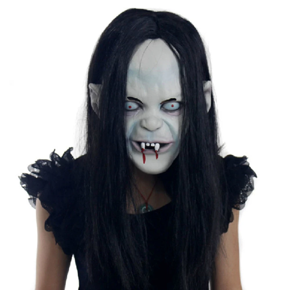 

2019 New Halloween Mask Funny Horror Mask Witch Female Ghost Mask Horror Mask Belt Movie Photo Props Latex Bar Dance Party Mask