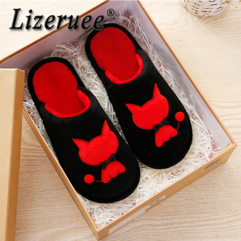 

2019 Women Winter Home Slippers Cartoon Cat Shoes Soft Non-Slip Warm Slippers Indoor Bedroom Couple Husband And Wife Slippers