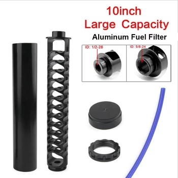 

10inch Car Aluminum Fuel Filter Solvent Trap 1/2-28 5/8-24 Thread For NAPA 4003 WIX 24003 For Car Use Only