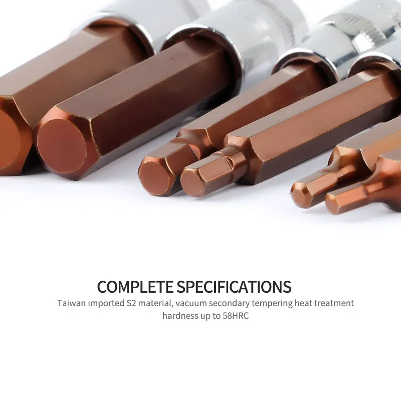 Socket Wrench 1/2 Hex Bit Socket 1Pcs S2 Hexgon Bits Adapter Allen Key for Torque Spanner Ratchet H4/H5/H6/H7/H8/H10/H12/H14/H17
