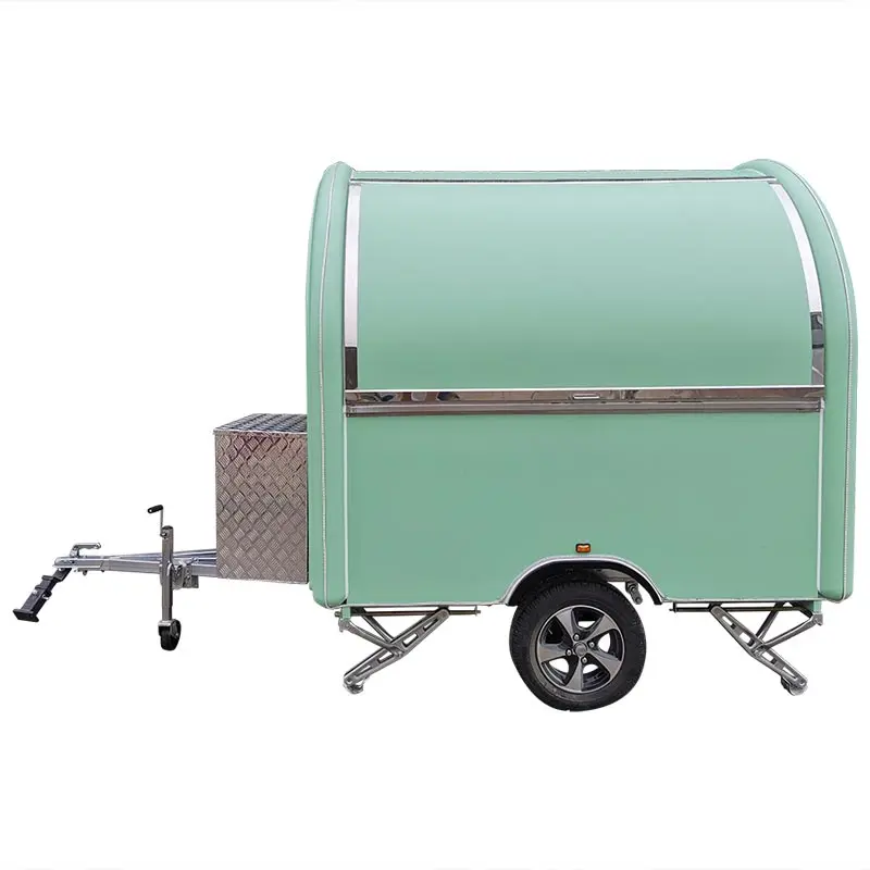 

Grass Green Food Truck Blue Concesion Food Trailer