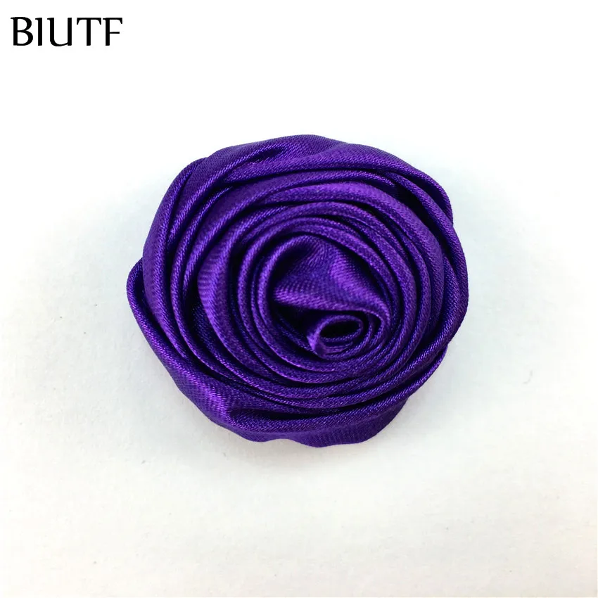 10-purple 10 шт./лот, 3,5 см, мини свернутый атласный цветок с зажимом для волос, цветок бутон розы с зажимом для волос, свадебный букет, сделай сам, материал TH64 - Цвет: 10-purple