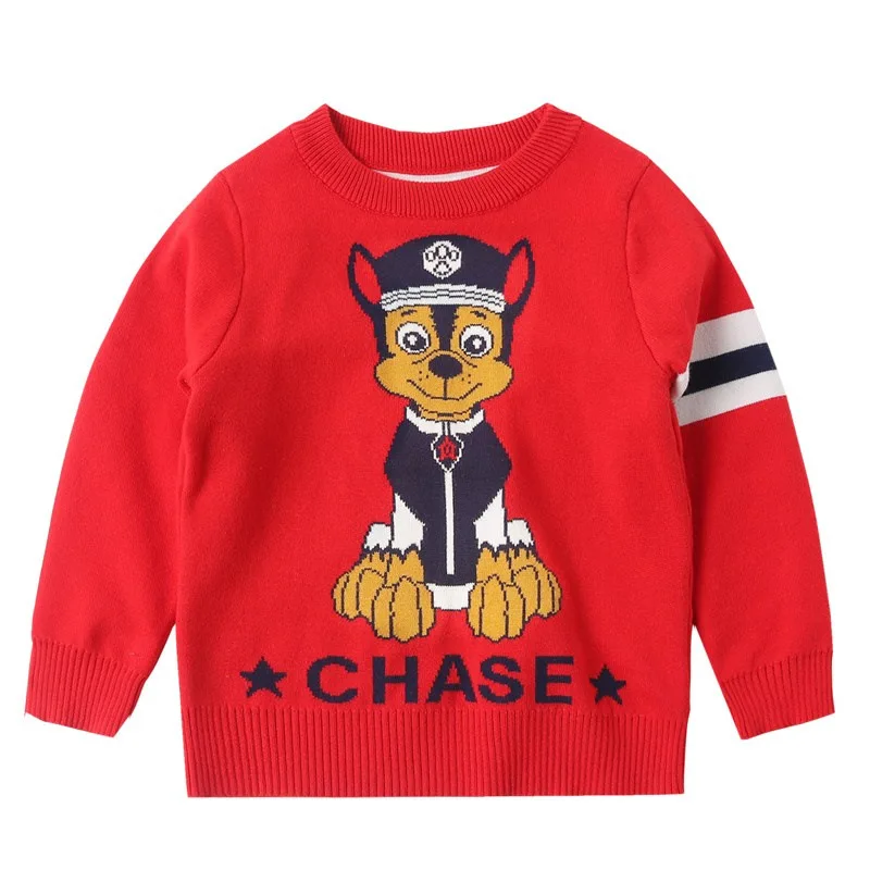 

2019 Autumn And Winter New Style CHILDREN'S round Collar Sweater Cotton Yarn Medium-small BOY'S Pullover Base Shirt Puppy Cartoo