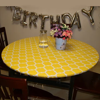 

PVC Waterproof Flannel Backing Round Fitted Table Cloth Dustproof Anti Scratch Patio Plastic Cover Dining Home Kitchen Wipeable