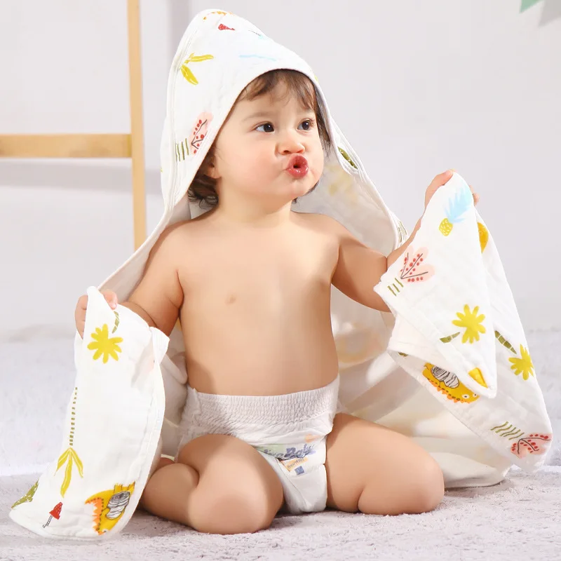 

Cotton gauze hug quilt hooded baby windproof cloak newborn delivery room swaddle towel baby sleeping bag cotton quilt