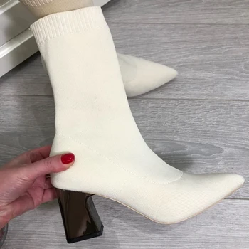 beige ankle sock boots