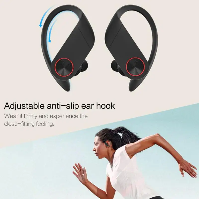 B4 TWS Bluetooth 5,0 наушники ушные крючки Беспроводная Спортивная гарнитура с шумоподавлением светодиодный дисплей