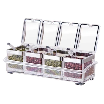 

Kitchen Gourmet Acrylic Seasoning Box, Vegetable Spoon, SPICE Jar Set Seasoning Oil and Vinegar Bottles