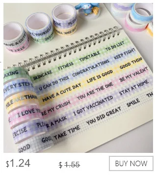 15mm*5M English hand drawn style Washi Tape Masking Tape Kawaii Decorative Adhesive Tape Sticker Scrapbooking Diary Stationery