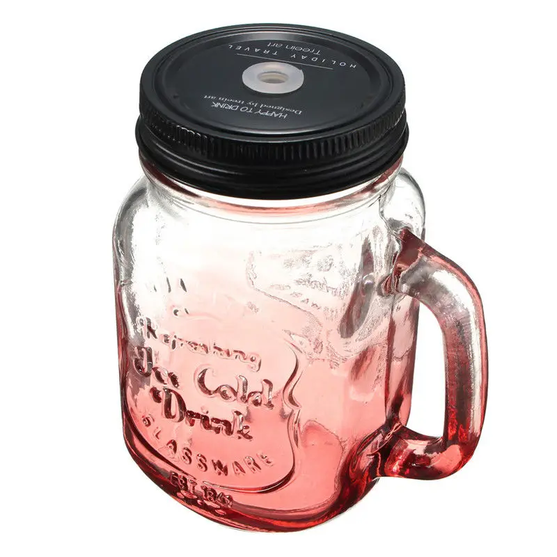Модная винтажная стеклянная банка для питья 500 мл Ретро 17 унций Размер: 13,6*7,9 см