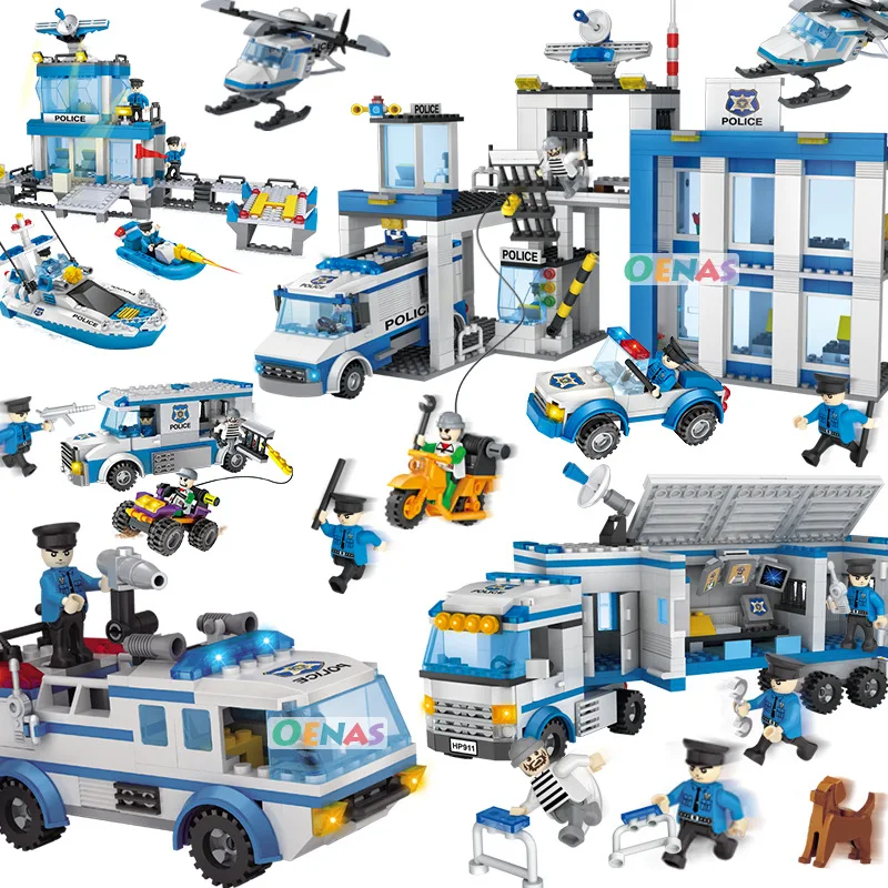 

City Police Inserted Building Blocks Assembly CHILDREN'S Toy Military Assembled Toys Early Childhood Educational Boy 6-9-12-Year
