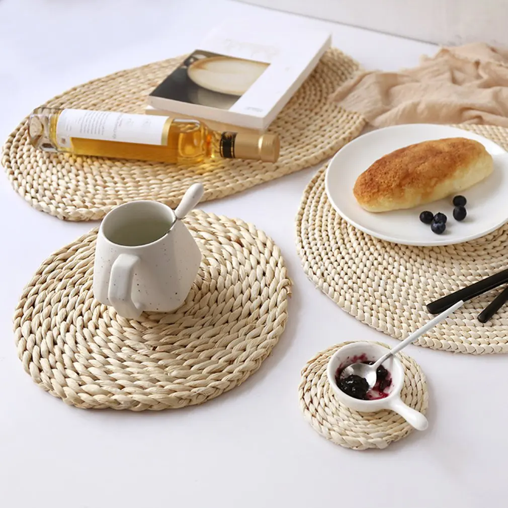 Japanese Natural Corn Fur Weave Pad Thickened Insulation Tea Mat Table Mat Heat-Resistant Casserole Pad Cushion
