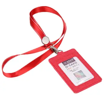

Portable Leather Business ID Card Credit Wallet Badge Holder Purse Lanyard