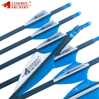 

6pcs Linkboy Archery Pure Mix Carbon Arrows 1.75inch Plastic Vanes and Nock 80gr Tips for Recurve Bow Hunting Shooting
