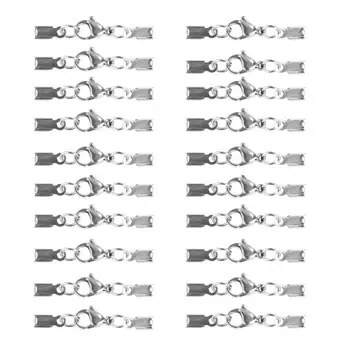

20 pieces / set 4 * 33mm stainless steel rope clip Necklace tail buckle combination to make Necklace accessories