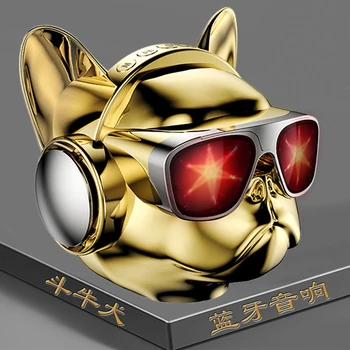 

LED lantern super bulldog dog head bluetooth speaker craft animal gift speaker card wireless speaker high quality