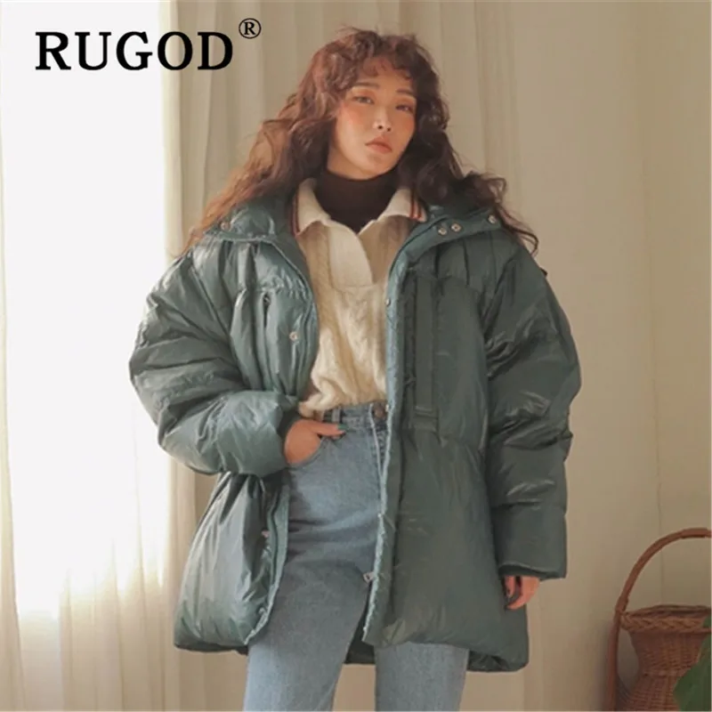 RUGOD, корейское, шикарное, утолщенное, хлопковое пальто, модное, одноцветное, mutil Цвет, свободная парка, пальто с капюшоном, повседневное, зимнее, теплое, с карманами, пальто