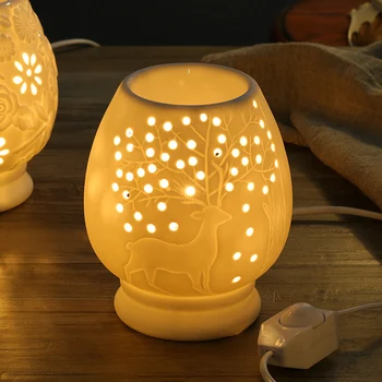 

Ceramic Incense Burner Bedroom Fragrance Night Light Aroma Lamp Smell Diffuser Incense Holder Incenso Aroma Oil Burner MM60XXL