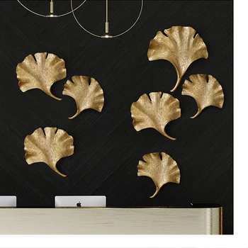 

Modern Chinese style Luxury 3D Ginkgo leaf wall decor wall hanging for living room porch background ornament girls room decor