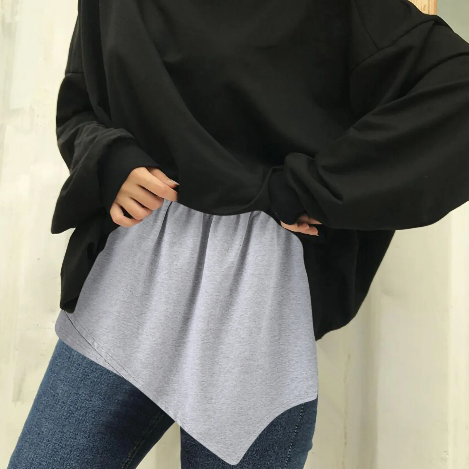 Women Layered Tiered Skirt Sheer Irregular Cloth Hem Extender Half Slip Plus Size Pants Decoration Fashion White Shirt 1