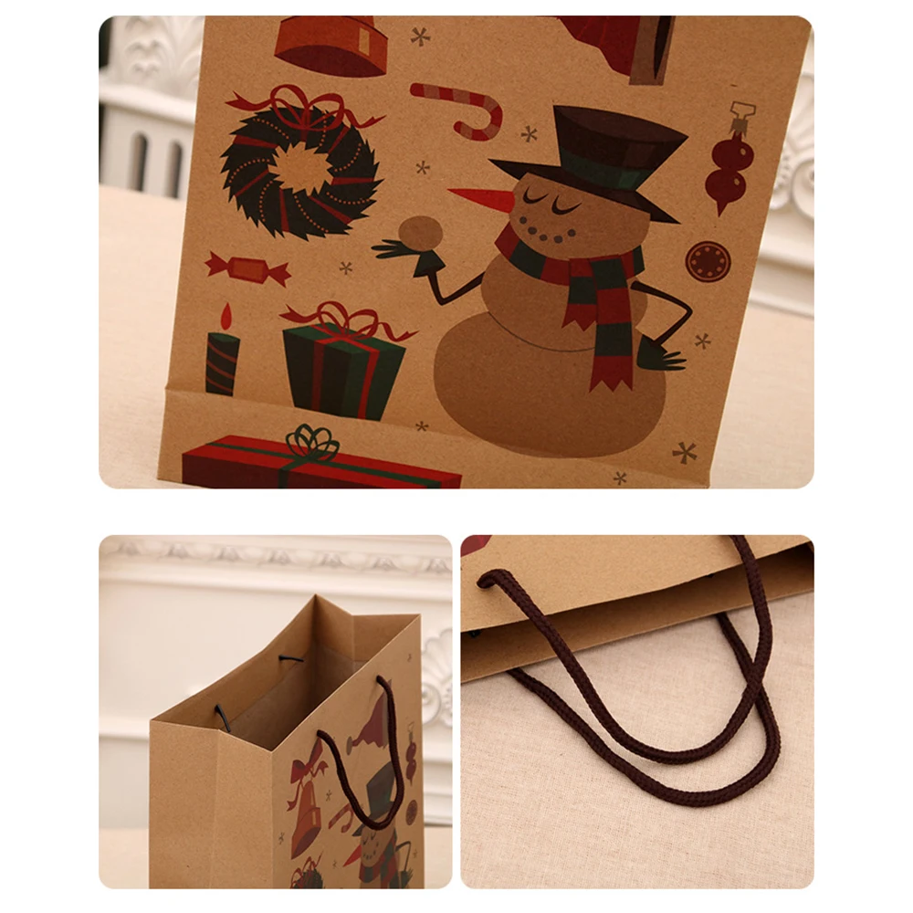 6 шт. рождественские подарочные сумки Санта-Клауса, крафт-бумажный мешок, Детская Подарочная коробка, рождественские украшения для дома, год